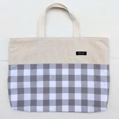 入園入学に！ギンガムチェックのレッスンバッグ〜グレー〜