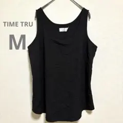 ブラック タンクトップ　ノースリーブ　トップス　無地　シフォン 【M】海外古着