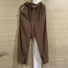 onetome シャーリングワイドパンツ ブラウン
