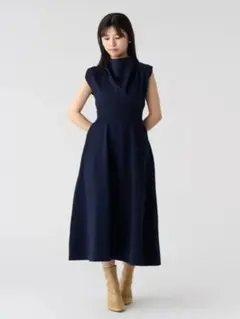 CELFORD ドレープネックニットワンピース ネイビー 38