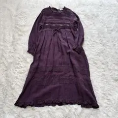 【タグ付】マイクローゼットMy closet麻リネン100％ロングワンピース刺繍のサムネイル