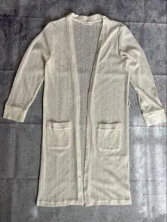 ロングカーディガン アイボリー 薄手 羽織り