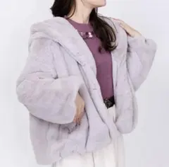 axes femme ファージャケット フェイクファー フード付き