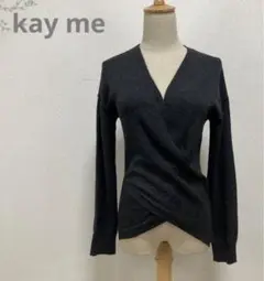まぁ美品kay meケイミー　ウォッシャブルウールカシュクールニット1グレー