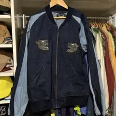 スカジャン風デニムジャケット　アウター　虎　お洒落