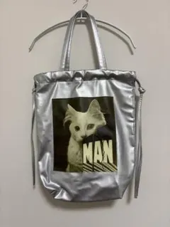 zucca トートバッグ シルバー 猫プリントのサムネイル