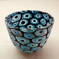 MURANO GLASS ムラノ ミルフィオリ 水色 ブラック グラス ベネチア