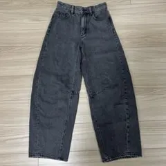 GU バレルレッグジーンズ 丈標準 ダークグレー Sサイズ