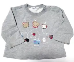 familiar グレー アップリケ付き長袖カットソー 80cm