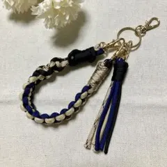 【#217】ネイビー・ベージュパラコードスマホハンドストラップ