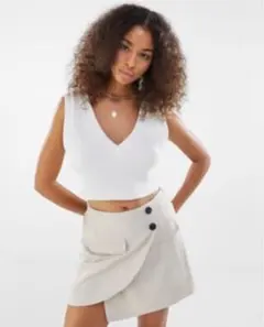 Bershka リブVネックベスト リブ Vネック ベスト カジュアル XS