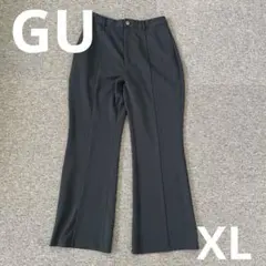GU カットソーカラーフレアスラックス ストレッチ パンツ ブラック XL