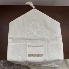 【新品未使用】テーブルランナー ホワイト×ベージュ 綿麻　アジアン