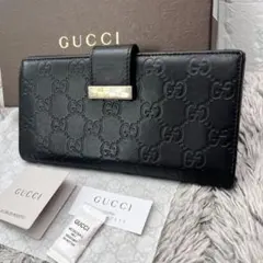 GUCCI Wホック グッチシマ 二つ折り財布 ブラック - メルカリ