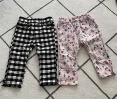 BRANSHES 七分丈　チェック柄、花柄パンツ 2枚セット　100cm