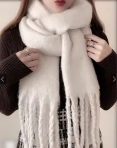 起毛フェイクウールフリンジボリュームマフラー[fo1250]