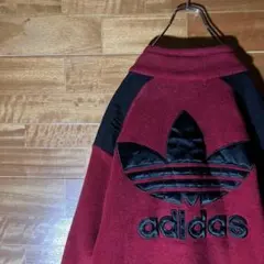 90s adidas スウェット ハーフジップ フリース ジャージ 赤 デサント 