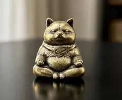 瞑想する柴犬 ミニチュア 真鍮製 金属工芸 置物