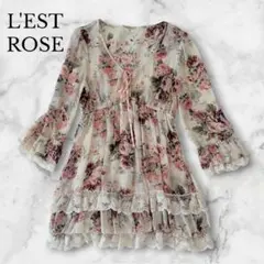 R135 新品未使用 M レストローズ 透け感 花柄 上品 ブラウス レディースのサムネイル