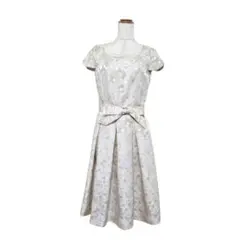 Karl Park Lane 花柄 ジャガードフレアワンピース（9）リボンベルト