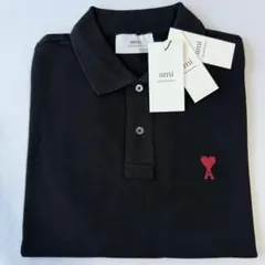 アミ Ami Paris AMI DE COEUR ロゴ ポロシャツ黒L