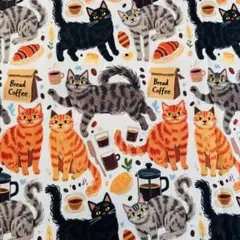 ❣️おしゃれなコーヒー猫柄 綿100%シーチング生地　110x100cm