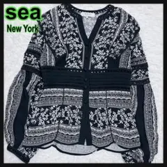 人気 シーニューヨーク sea New York 花柄 レースブラウス 黒 4のサムネイル