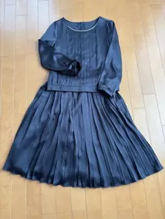 美品エルELLEグレージャケット ネイビーセットアップ3点入学式卒業式結婚式