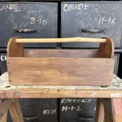 古材 道具箱 竹の取手 木箱 ウッドボックス WOOD BOX 工具ケース（小）