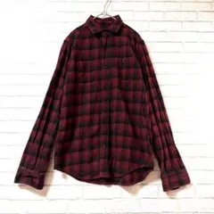 【ギャップ/GAP】チェック柄フランネル長袖シャツXS 綿100% 赤と黒