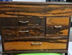 黒柿箪笥　時代箪笥　レトロ 和箪笥 工芸品　2段　黒柿　タンス　年代物 茶箪笥 日本製 ケヤキ 黒柿 大正昭和レトロ