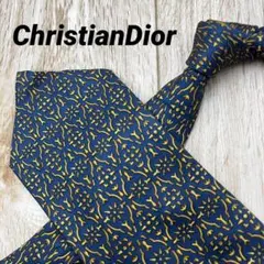 ✨極美品✨ChristianDior ネクタイ 総柄 ネイビー シルク100%