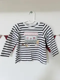 petit main ストライプ 長袖Tシャツ 90