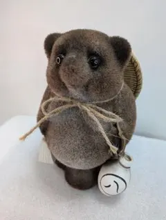 【 縁起物 】 たぬきの置物／他抜き／昭和レトロ／フェルト／高さ19㎝のサムネイル