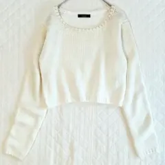 rienda ゴールドラメニットセーター　F　白×金　グラデーション