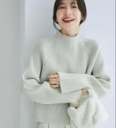 新品★ベースメントオンライン リブ編みミントグリーンニット