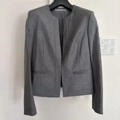 セオリーリュクス　38 ノーカラー ジャケット　グレー　スーツ　ウール