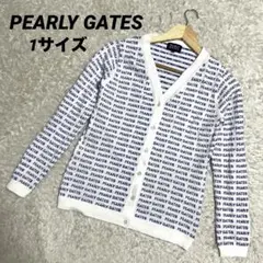 パーリーゲイツ カーディガン ゴルフウェア レディース 羽織り 総ロゴ 1サイズ