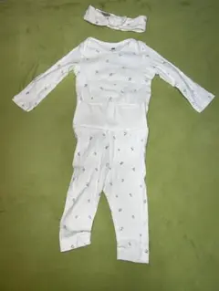 H&M ホワイトロンパース・パンツセット　68