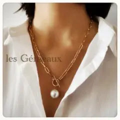 パール風 ゴールド BIG チェーン ネックレス 韓国 シンプル 夏