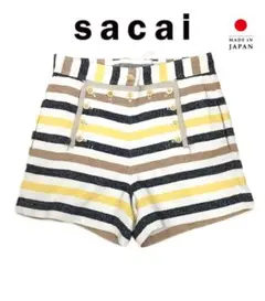 3652【美品】サカイ ワイドパンツ 22年 バンダナ柄 プリントパンツ 黒
