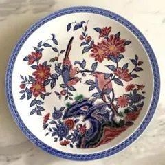 大皿 37cm 色絵鳥文 牡丹 菊 飾り皿 アンティーク 時代物 古伊万里風
