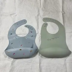 シリコンビブ 2点(グリーン・ブルー) mushie、nico