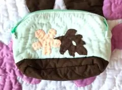 在庫一掃セール!!バイカラーポーチ♡モンステラ♡ミントブルー♡ハワイアンキルト