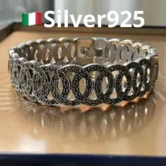 シルバー925 マーカサイト ブレスレット アンティーク　イタリア