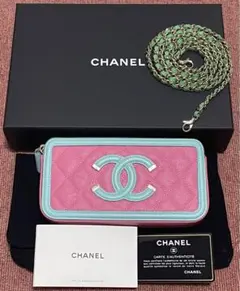 【 未使用 】CHANEL CCフィリグリー チェーンウォレット キャビアスキン
