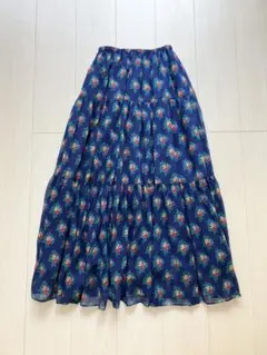Dot&Stripes CHILDWOMAN ブーケ柄ティアードスカート ブルーのサムネイル