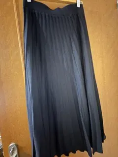 自由区 ブラック✨ウエストゴム プリーツロングスカート ニット系