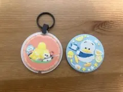 サンリオ　刺繍缶バッジ　ペックル PUSHライトキーリング　ハンギョドン