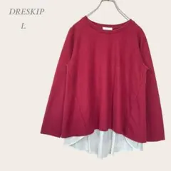 【ドレスキップ】トレーナー 長袖 (L) 赤 レイヤード Aライン